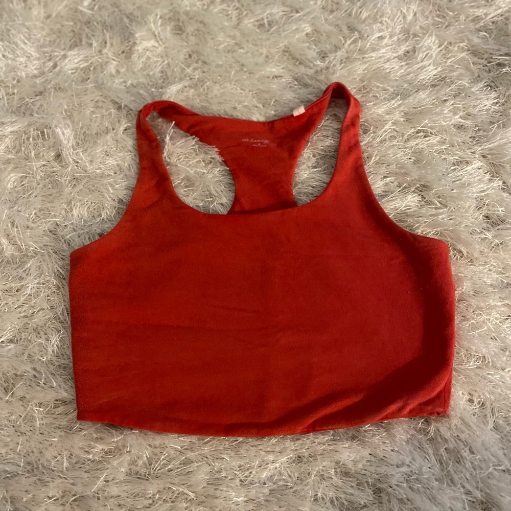 distressed red crop top